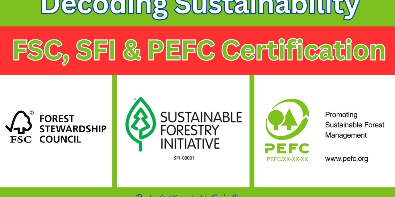 What certifications (e.g., FSC, PEFC) ensure the sustainability of packaging materials?