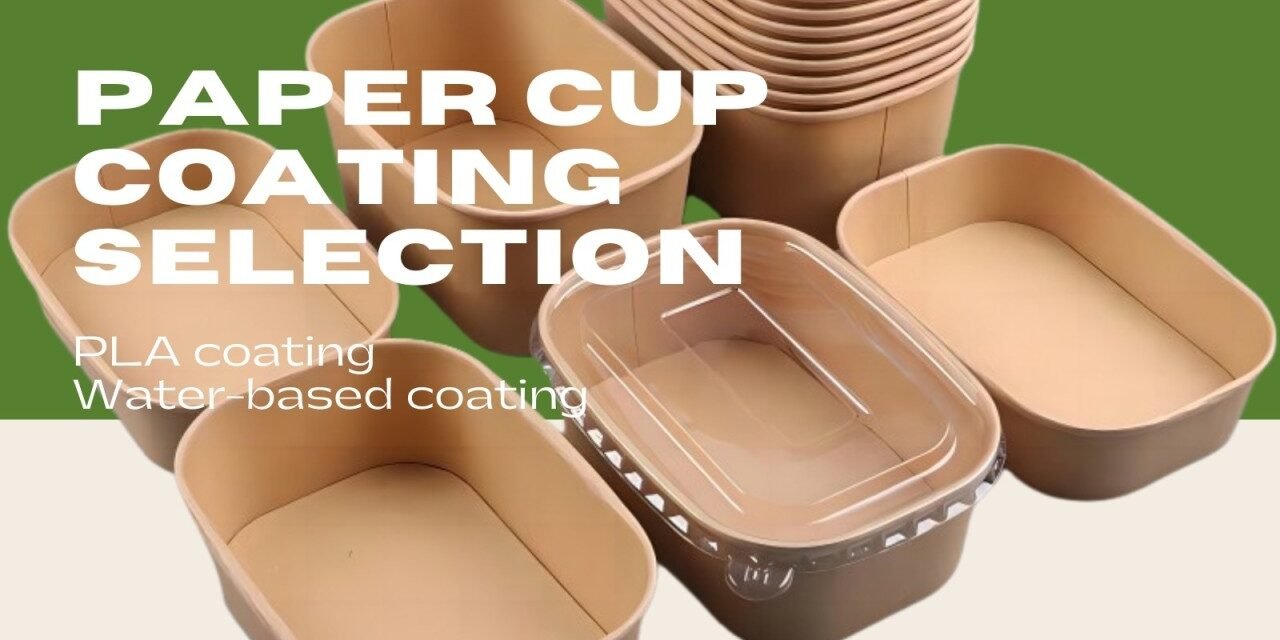 What type of coating is applied to paper cups and food trays to make them water-resistant and durable?