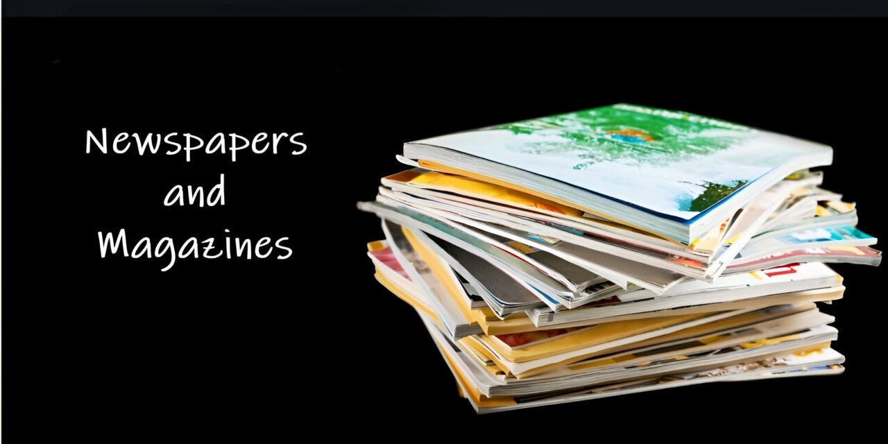What types of paper are commonly used for publishing books, magazines, and newspapers?