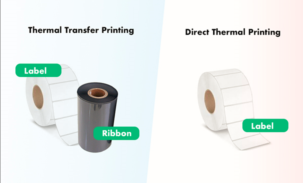What are the key differences between transfer printing and direct printing methods?